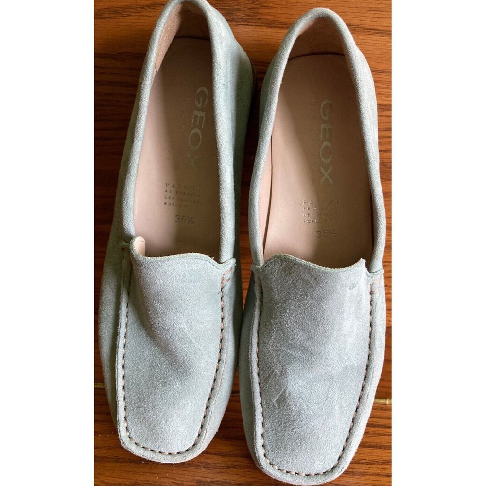 *READ* GEOX Respira Gray Women's Suede Leather Loafers Moccasins US 6.5 EU 36.5